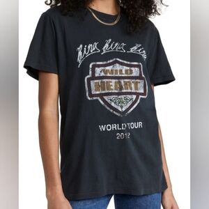 ANINE BING size XS Wild Heart World Tour  Oversized T Shirt Faded Black